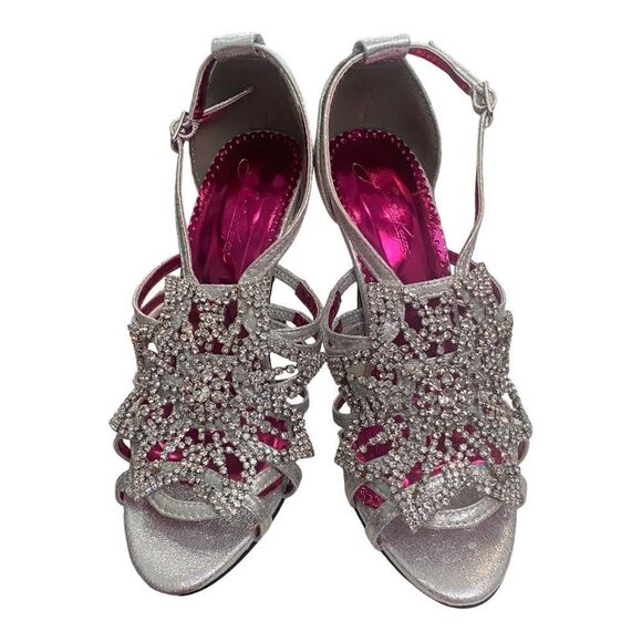 JONATHAN KAYNE Stella Women's Silver Jeweled Star Heels NEW 6.5 - Picture 3 of 6